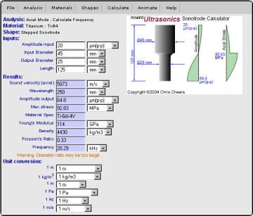 sonotrode calculator